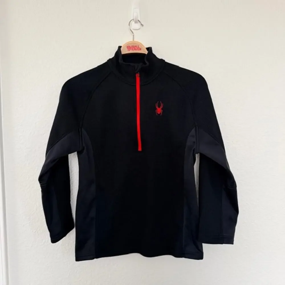 Spyder‎ Boundless 1/4 Zip Black Pullover with Red Logo Athletic Men's Medium
